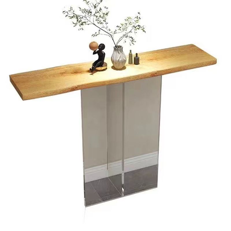 Rectangle Shape Contemporary Console Table Pine Console Sofa Table in Natural/Black