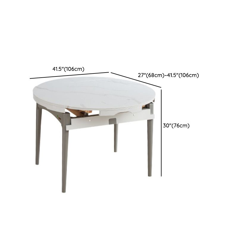 Contemporary Extendable Round Stone Dining Table for Dining Room