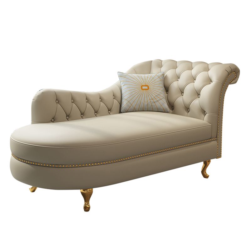 Traditional Style Rolled Arms Chaise Living Room Faux Leather Chaise