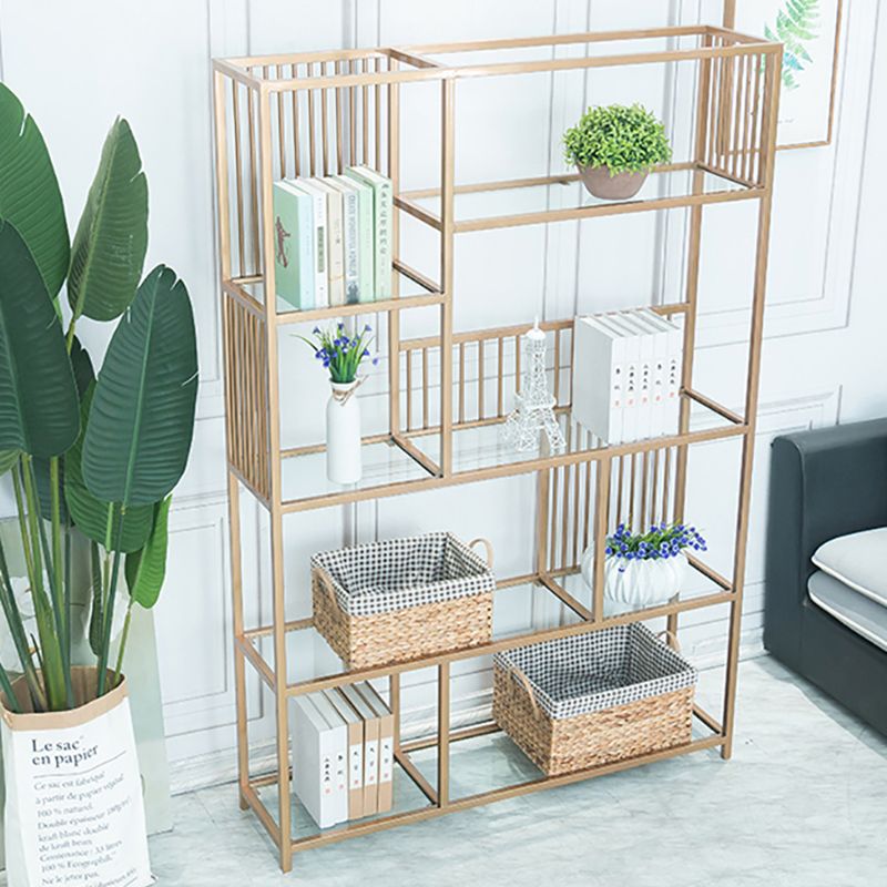 70.9" H Glam Metal Bookshelf Gold Etagere Shelf Bookcase for Study Room