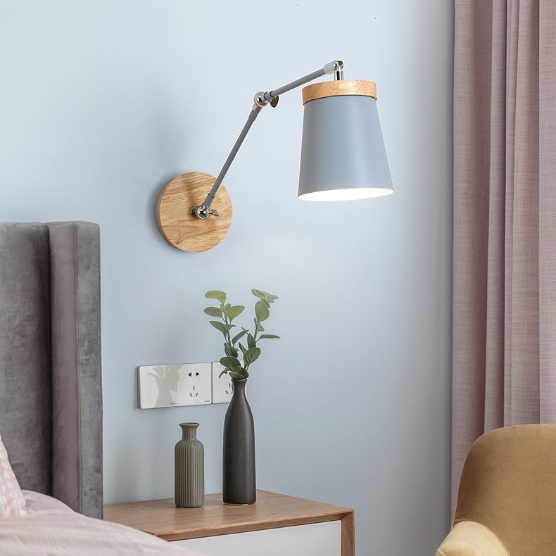 Geometric Shade Swing Arm Wall Lighting Modern Style Metal 1 Light Sconce Lamp