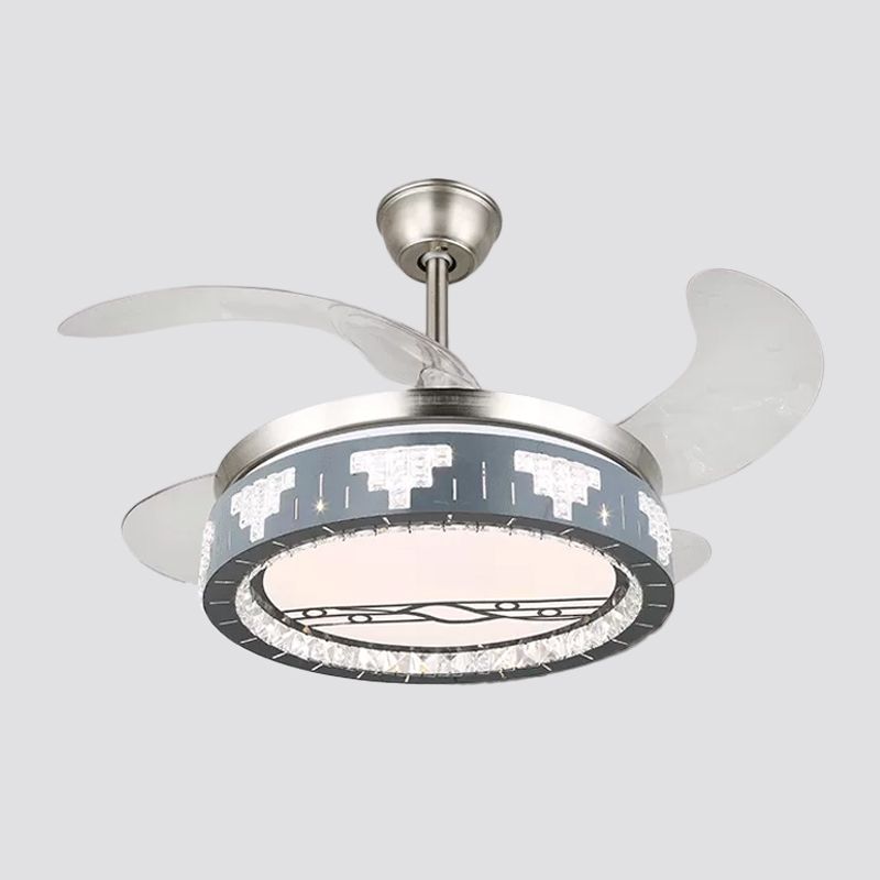 Crystal Crystal Crystal Round Pendant Light Modernity Modernity LED Silver Semi Mount Éclairage, 19 "de large