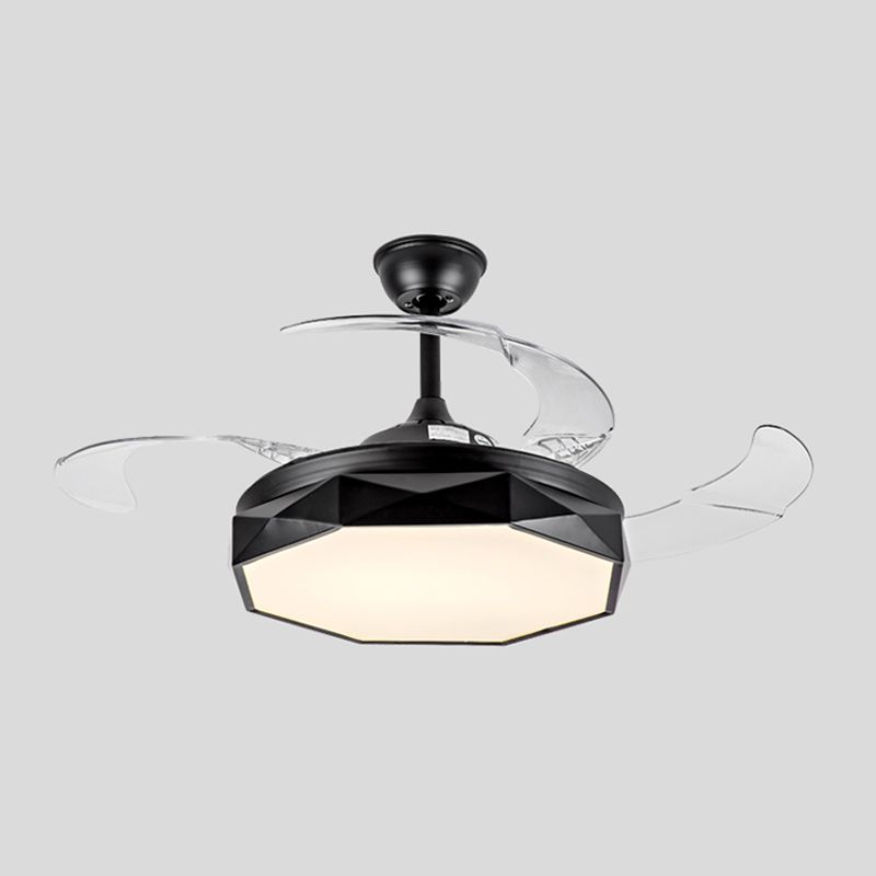 Ventilador de colgante geométrico de macarrón Lámpara acrílica de acrílico Lámpara de semi rascilla de dormitorio