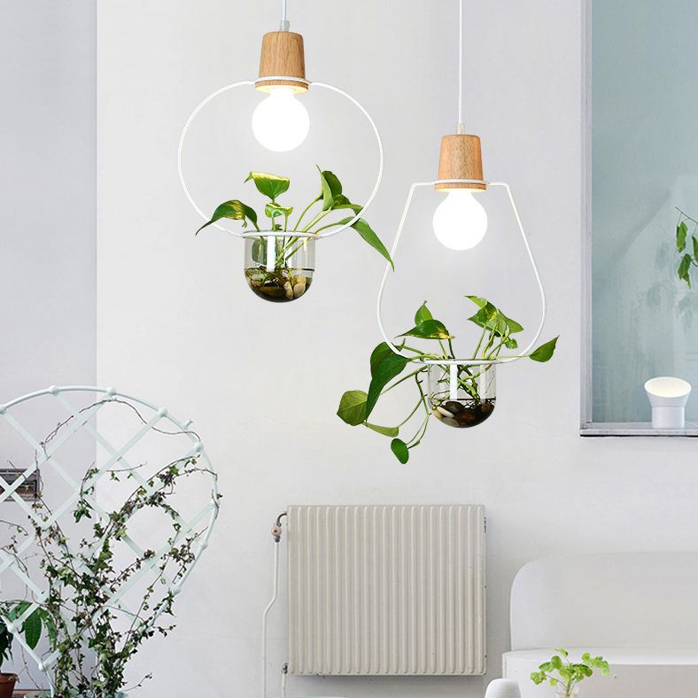 Lampada a sospensione con soffitto ad anello in metallo geometrico moderno 1 lampada da interno appesa alla luce senza botanica