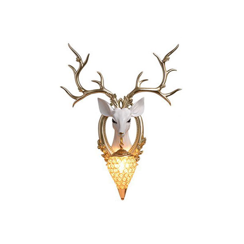 Creative Deer Wall Lighting Fixture Contemporary Crystal Wall Mount Light