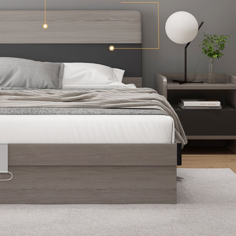Modern Grey Standard Bed with Rectangular Headboard and Legs