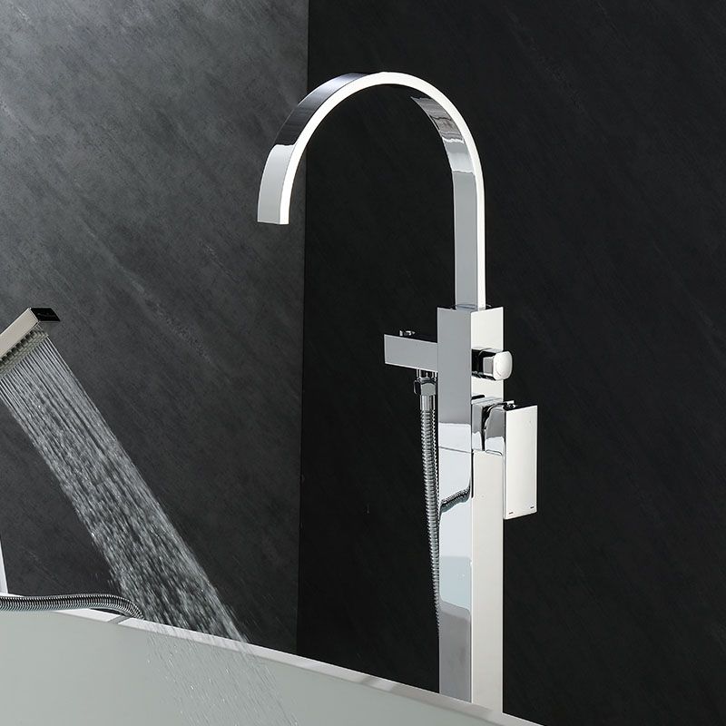 Modern Faucet Free Standing Rod Handle Tube Handheld Shower Head Bathtub Faucet