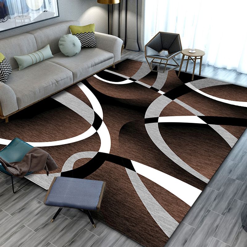 Black moderne tapis moderne polyester géométrique tapis intérieur non glissant pour le salon