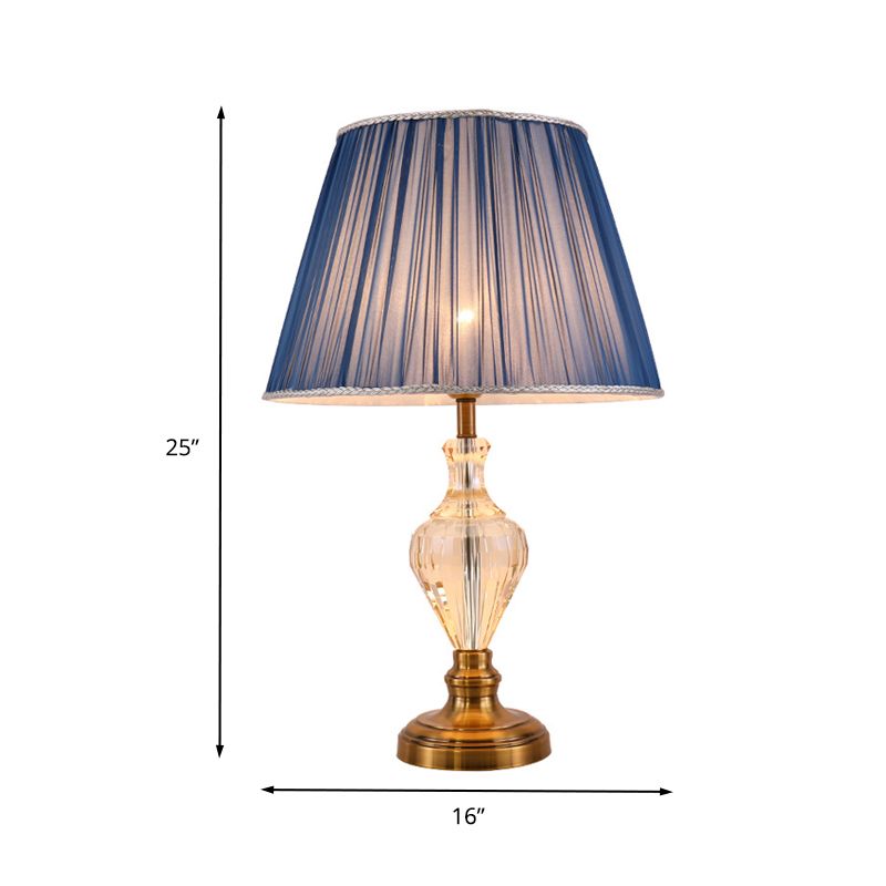 1 Glühbirnen -Esszimmerkristalltisch -Lampe moderne blaue Tischlicht mit ausgestattetem Stofffarbe