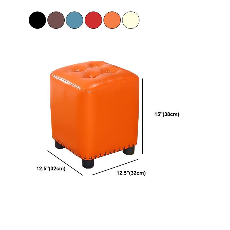Trendy Leather Ottoman Plain Square Leather Foot Indoor Stool Ottoman