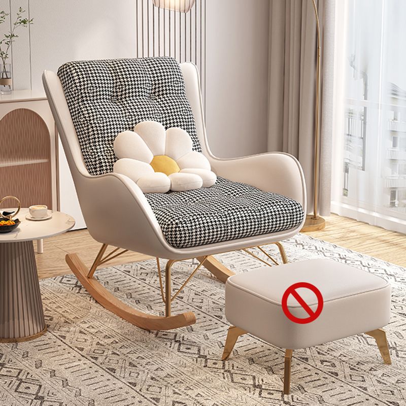 Contemporary Upholstered Rocker Chair Metal Frame Dirt Resistant Wingback Rocker Chair