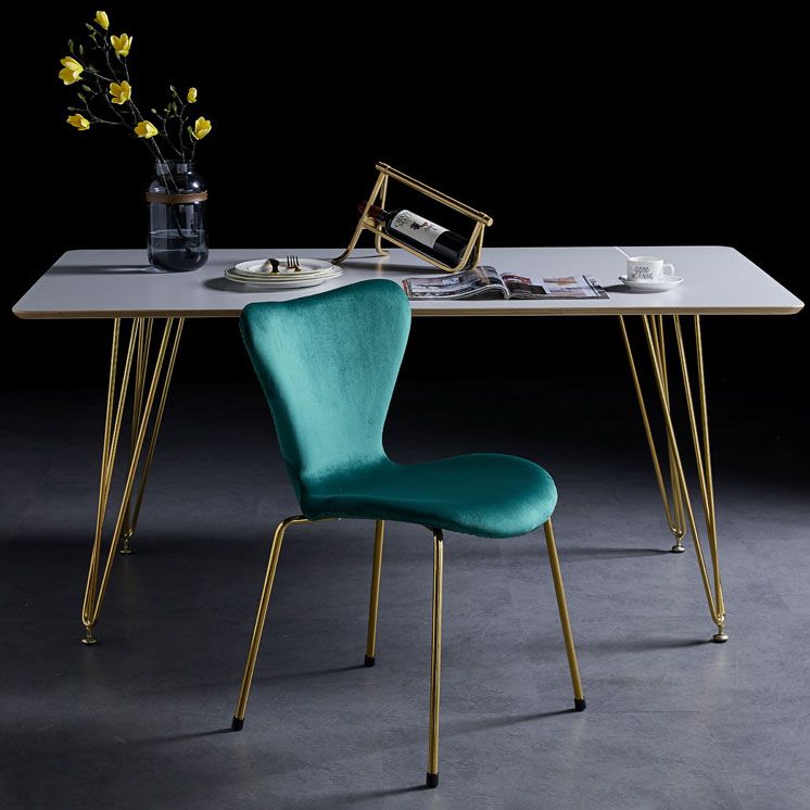 Home Wingback Dining Armless Chairs Indoor Dining Side Chairs with Metal Legs