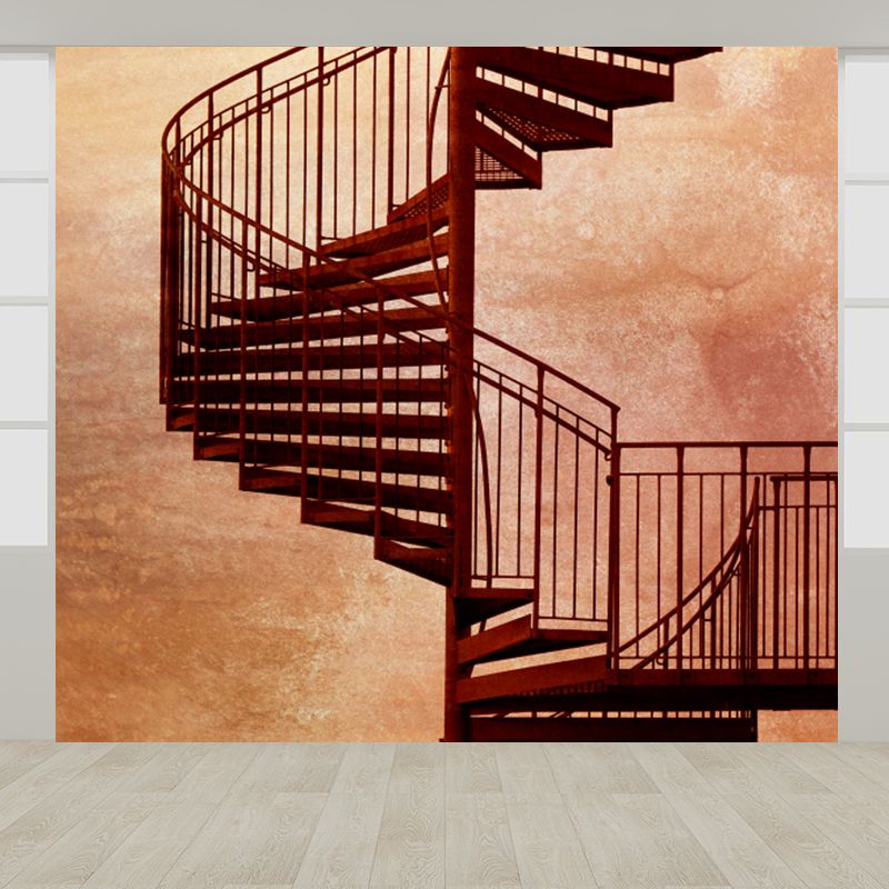 Rust Iron Spiral Stairs Mural Water Resistant Modernism Living Room Wall Covering