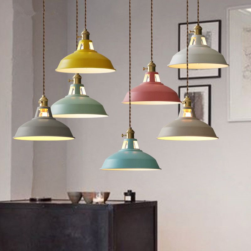 Industrial Hanging Light Colorful Metal Pendant Lighting Fixture for Living Room