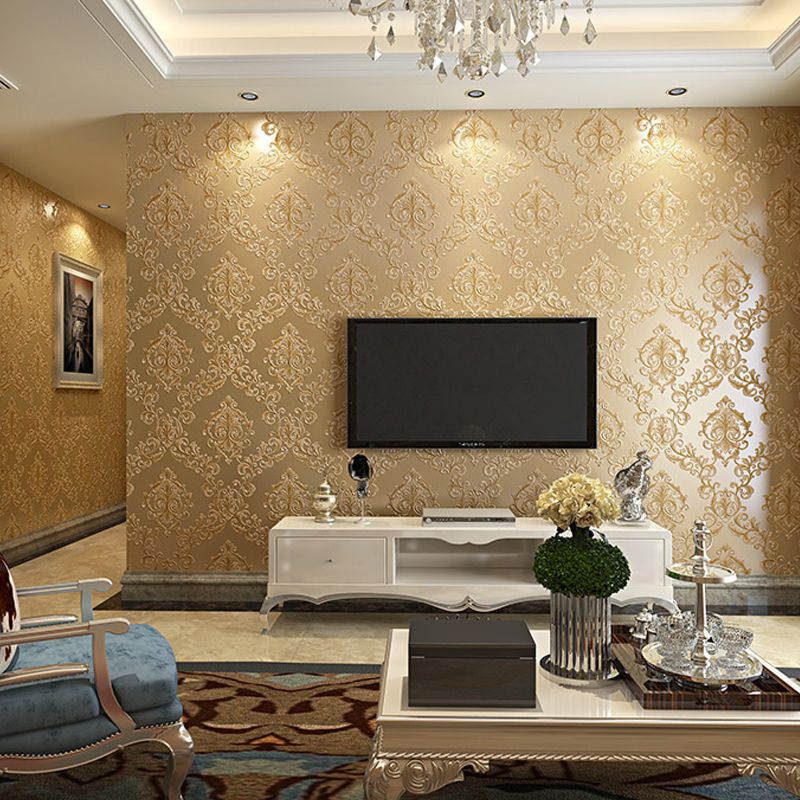 Luxurious Foliage Wallpaper Pastel Color Jacquard Wall Art for Bedroom Decoration