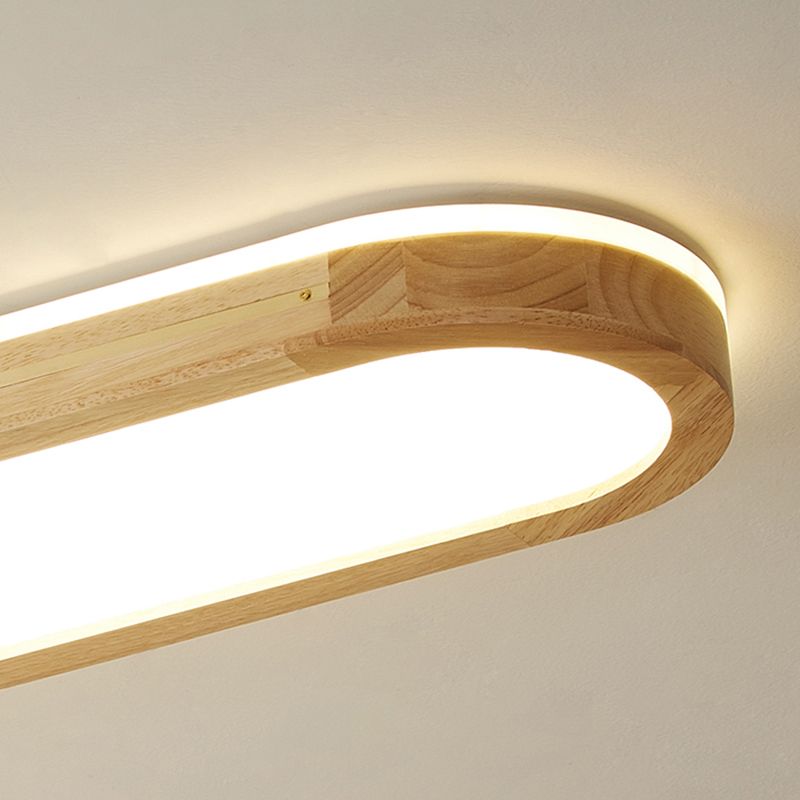 Minimalismo de madera 1-Luz de montaje de la lámpara de montaje de descarga lineal de luz de techo para dormitorio