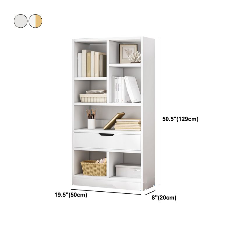 Manufactured Wood Standard Bookshelf Vertical Open Bookcase with Drawer