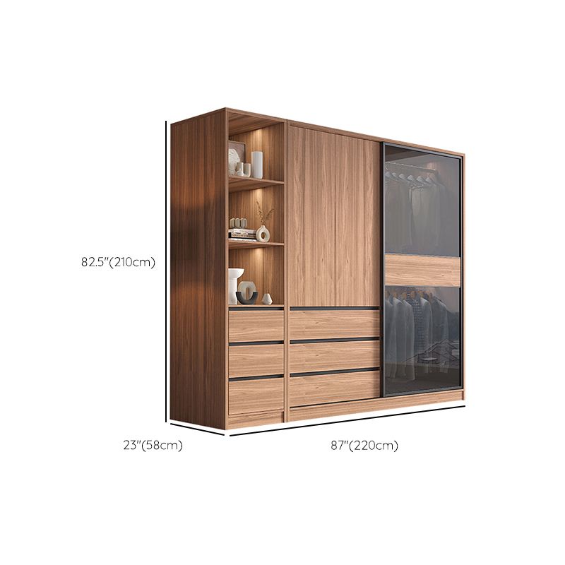 Brown Wardrobe Closet Contemporary Wardrobe Cabinet with Drawer