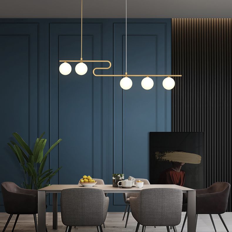 Partido de iluminación de la isla esférica Luz colgante de la isla de vidrio nórdico para comedor