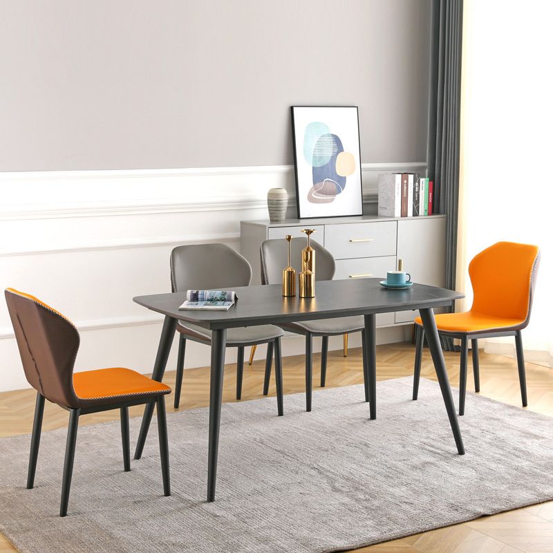 Contemporary Side Metal Frame Chair 17" Wide Parsons Dining Chair for Home