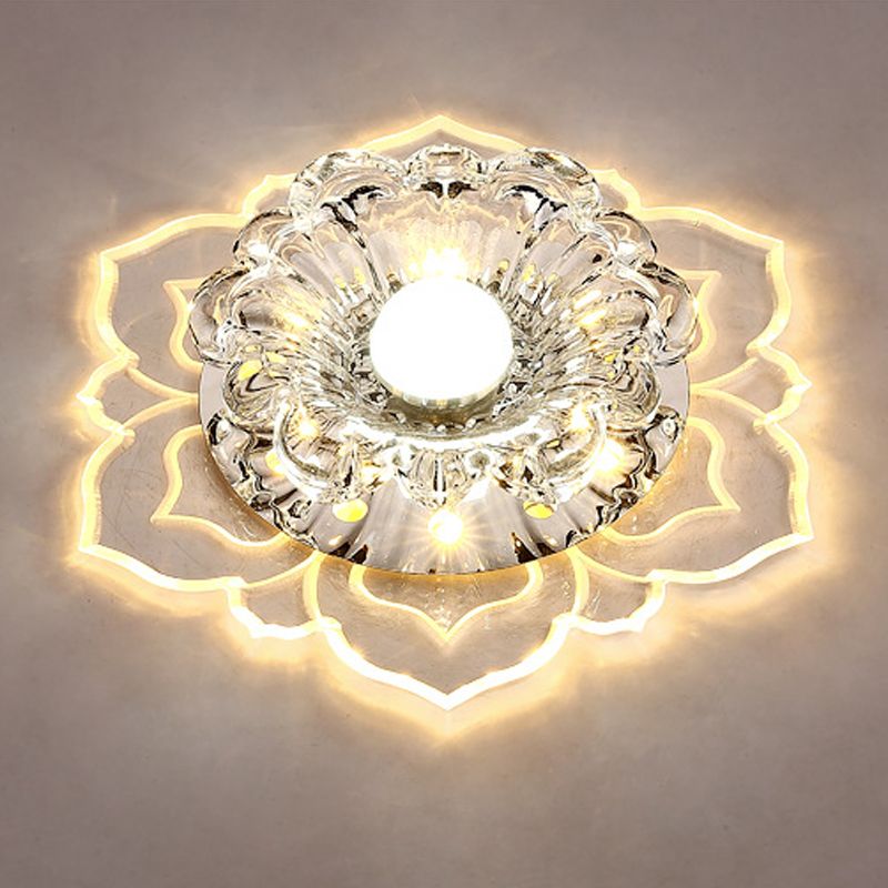 Lámpara de techo empotrada en forma de flor de estilo contemporáneo con orificio de cristal de 2-3,5 pulgadas de diámetro