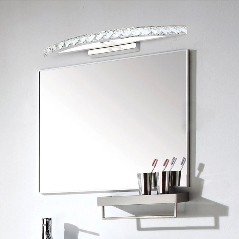 Curved Vanity Lighting Modern Style Clear/Champagne Crystal 17"/21" W LED Wall Mounted Lamp, Warm/White Light
