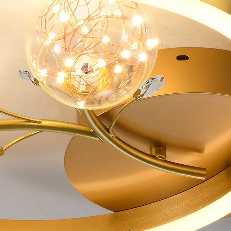 Modern Style Spherical Shape Ceiling Light Glass 3 Light Ceiling Light for Living Room
