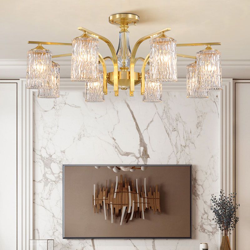 Light Luxury Crystal Ceiling Lamp Cylinder Shape Ceiling Light for Bedroom