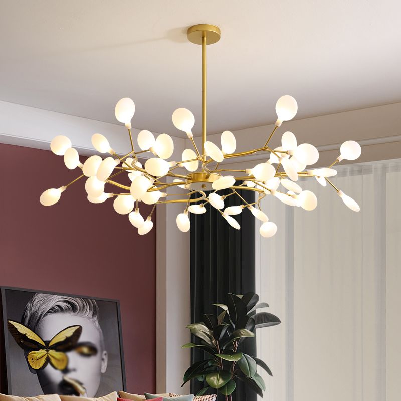 Nordic Trendy Firefly Chandelier Acrylic Living Room Ceiling Suspension Lamp in Gold