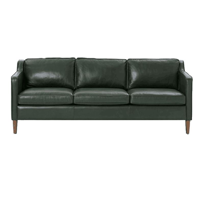 Loose Back Square Arm Sofa Stationary Faux Leather Sofa with Cushions