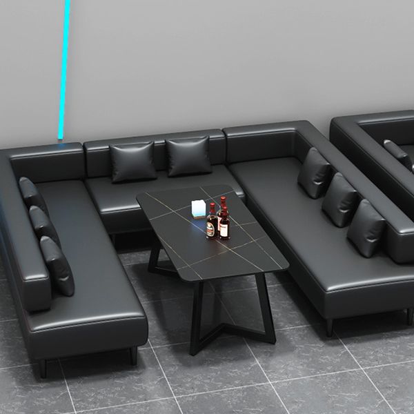 Industrial Sintered Stone Dinner Room Kitchen Table Black Table with Black Frame for Dining Room