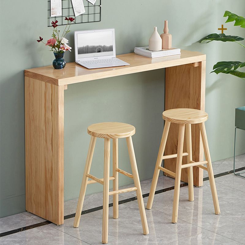 Modern Solid Wood Counter Wine Table Rectangle Fixed Table Indoor Patio Bar Table