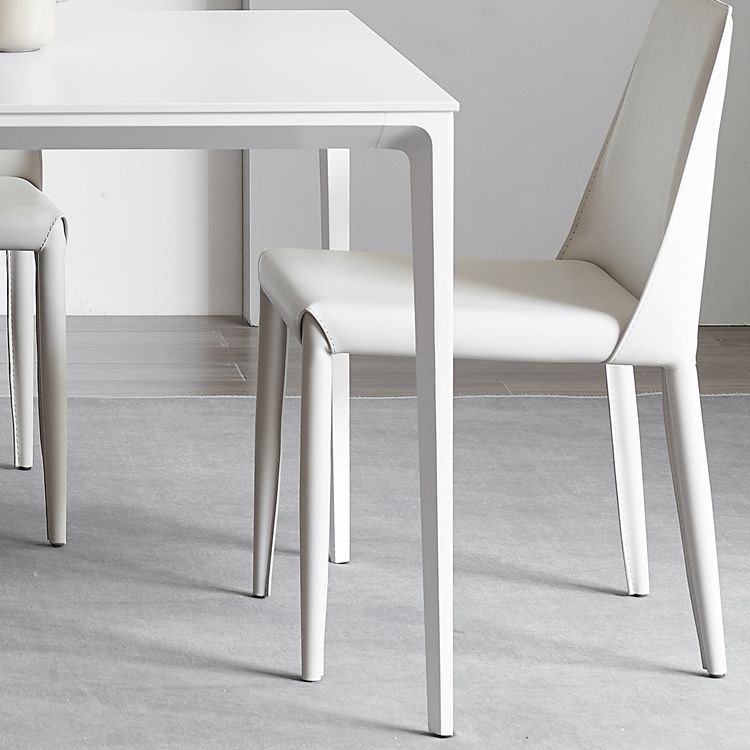 Industrial Rectangle White Dining Table Sintered Stone Standard Dining Table for Kitchen