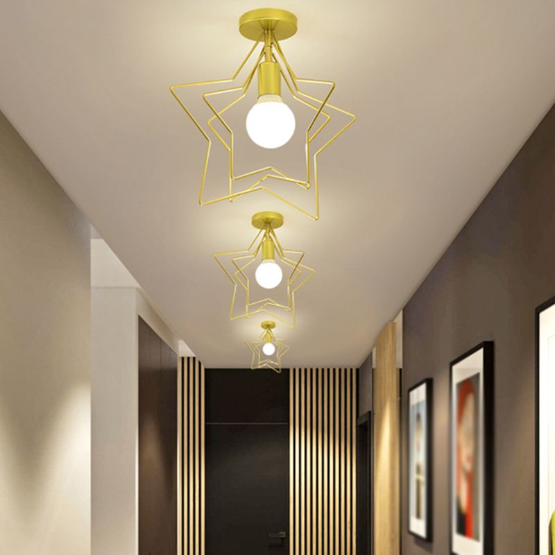 Nordic Style Iron Ceiling Light Geometry Shape 1 Light Ceiling Lamp for Bedroom