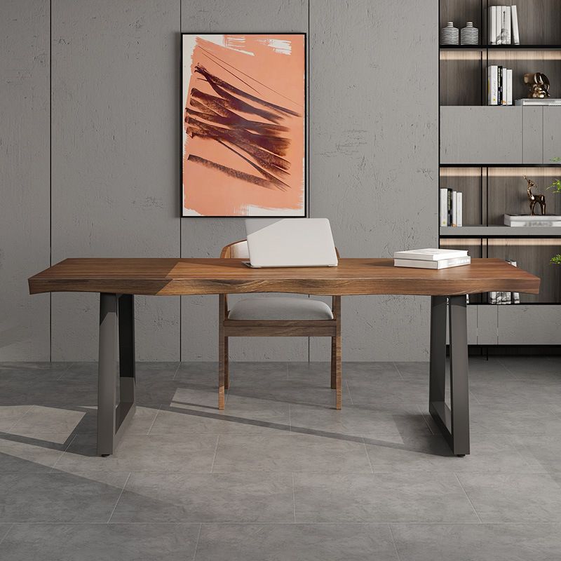 Industrial Rectangle Solid Wood Standard Height Table Double Pedestal Dining Table