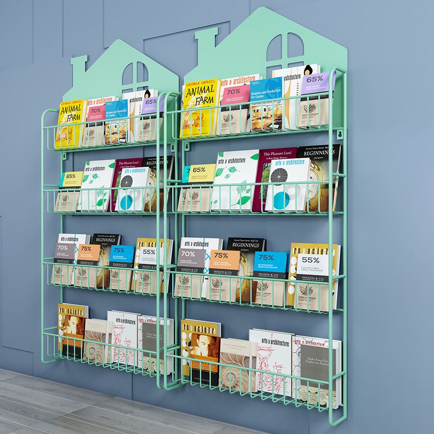 Contemporary Metal Bookcase Wall Mounted Closed Back Bookshelf for Home Office