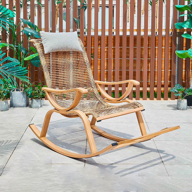 Wicker Modern Rocking Accent Chair Ergonomic Spindle Rocker Chair for Outdoor