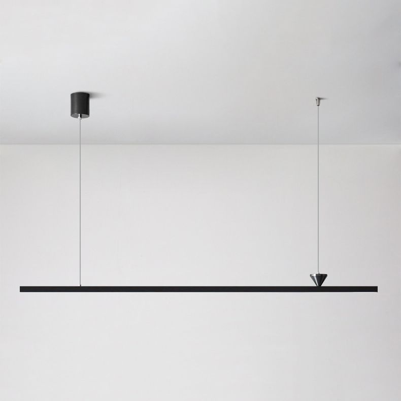 Linear Shape Island Pendant Contemporary Style Metal Single Light Hanging Island Light