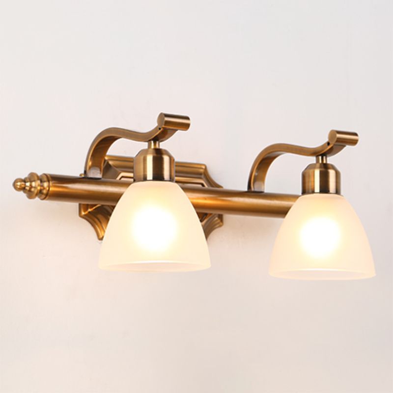 Brass 2/3/4 Bulbs Vanity Lamp Traditionalism Metal Bowl Wall Mount Light Fixture for Bathroom