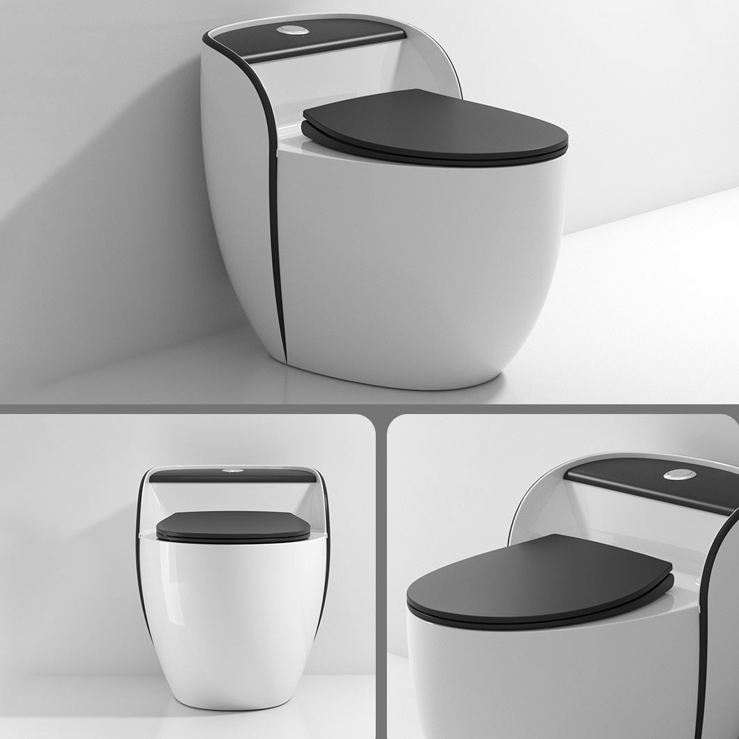Modern Flush Toilet Ceramic Round-Front One-Piece Toilet with Slow Close Seat