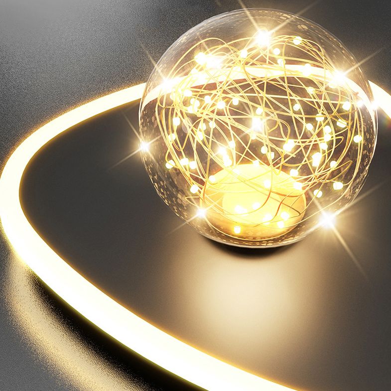 Stylish Modern Flush Mount Lamp Black Starry Ceiling Fixture with Ball Glass Shade for Hallway