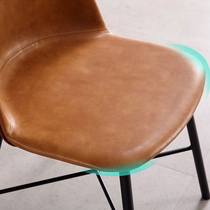 Sillas de comedor modernas sin brazos, respaldo sólido, silla lateral de comedor con patas negras (juego de 2)