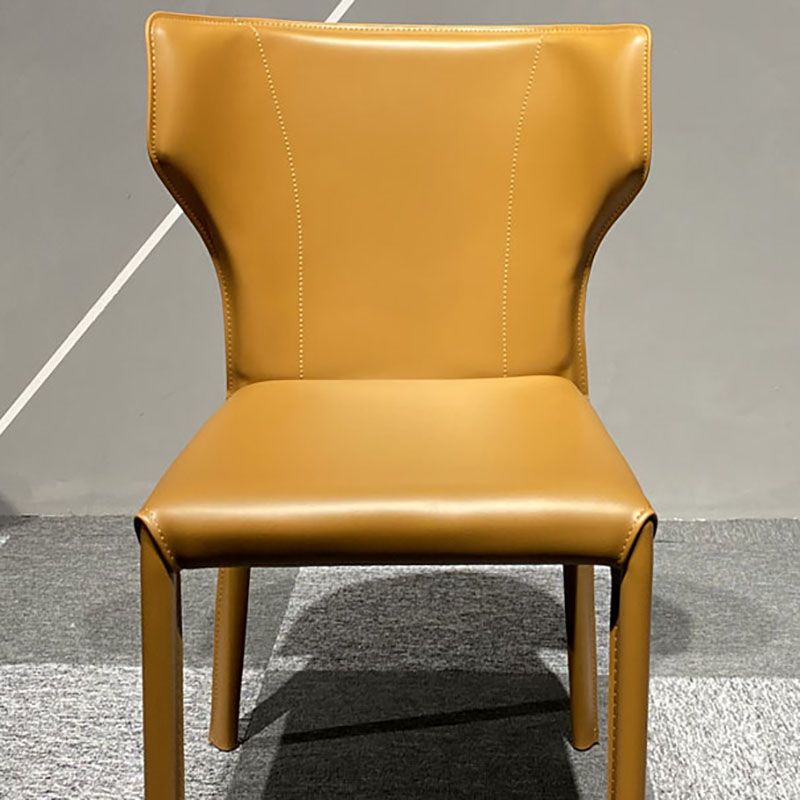 Upholstered Armless Dining Chairs Home Leather Side Chairs with Metal Legs