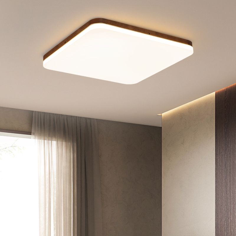 Plafonnier LED en forme de géométrie, Style moderne et Simple, en bois, 1 lumière, encastré pour le salon