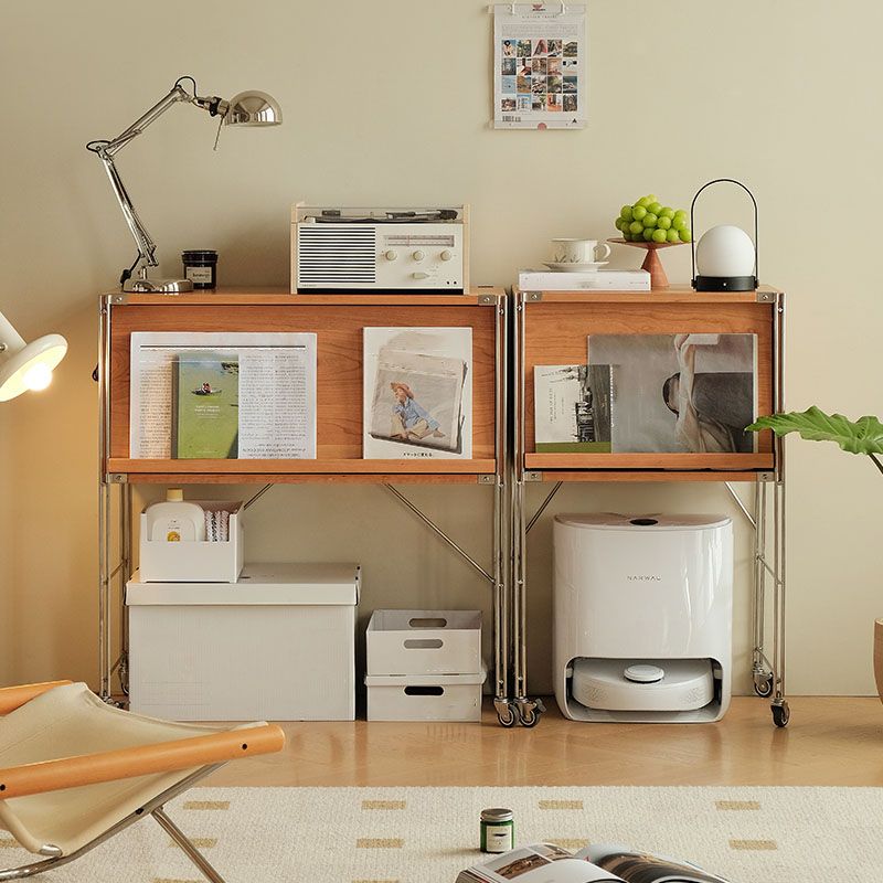 Contemporary Solid Wood Bookcase Closed Back Bookshelf with Cabinets