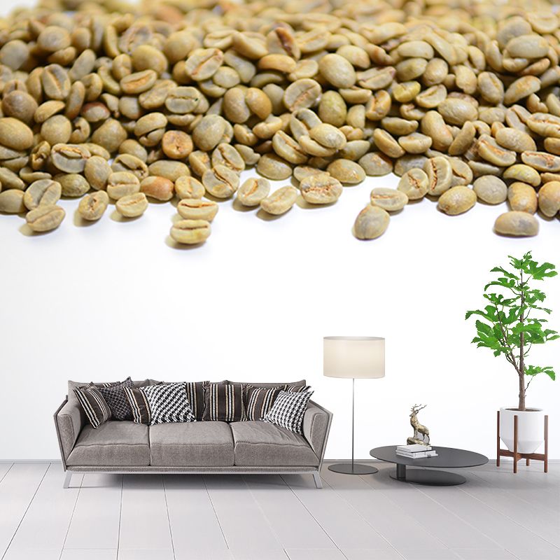 Coffee Beans Mural Wallpaper Decoration Coffee Bar Wall Art in Soft Color