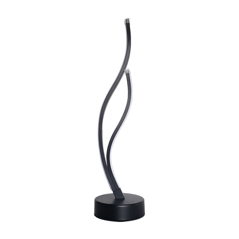 LED Living Room Desk Light Modernist Black/White Task Lighting with Curved Acrylic Shade