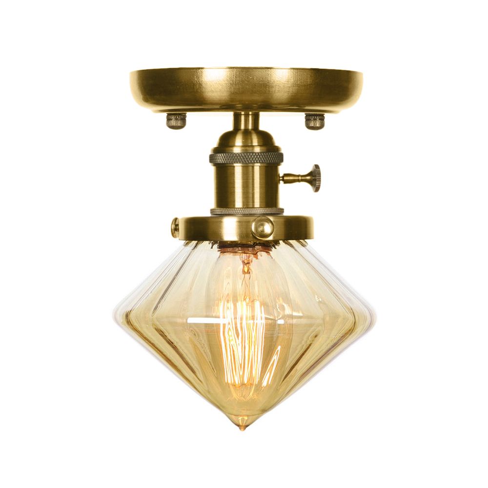 1 éclairage de plafond en verre clair léger / ambre