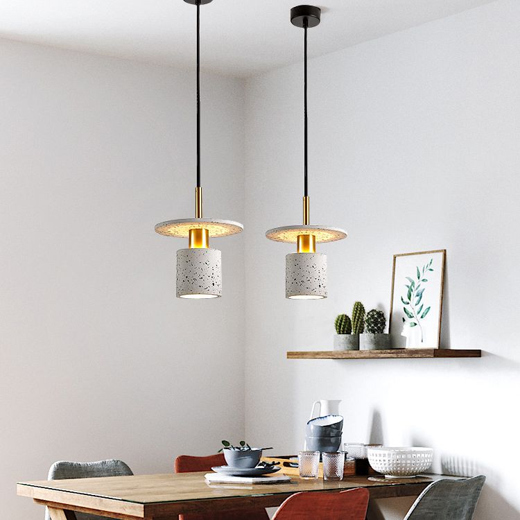 Terrazzo Hat Shaped Pendant Light Nordic Single-Bulb Ceiling Light for Kitchen Bar