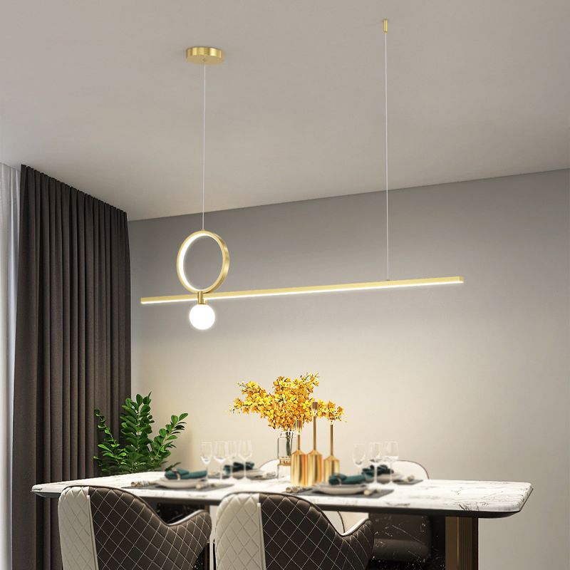 Linear Shape Metal Island Chandelier Modern Style 3 Lights Island Ceiling Light